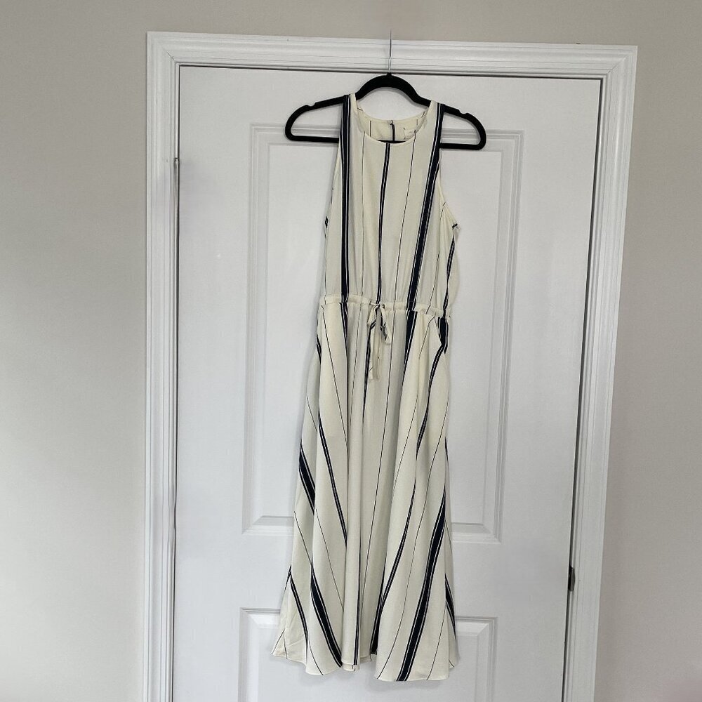 Lou & Gray Navy Blue/ Cream Vertical Stripped Maxi Dress Size Small - Picture 2 of 8